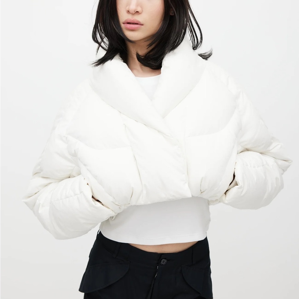 Entire Studios NEW White A7L Down Cropped Jacket
